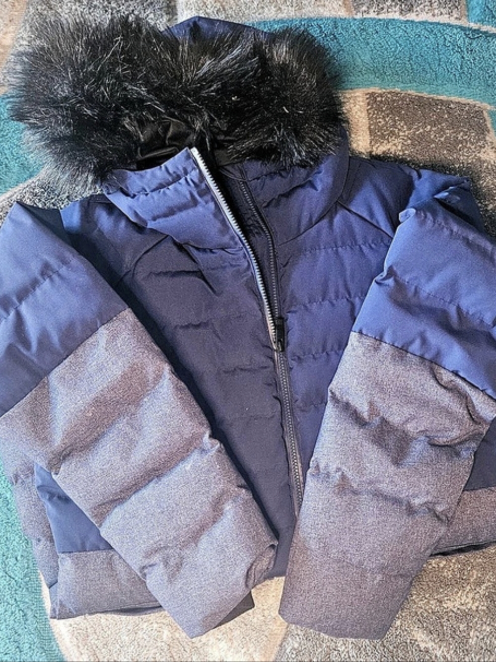 Marmot Ithaca Down Jacket Color Block Blue & Gray Size Large